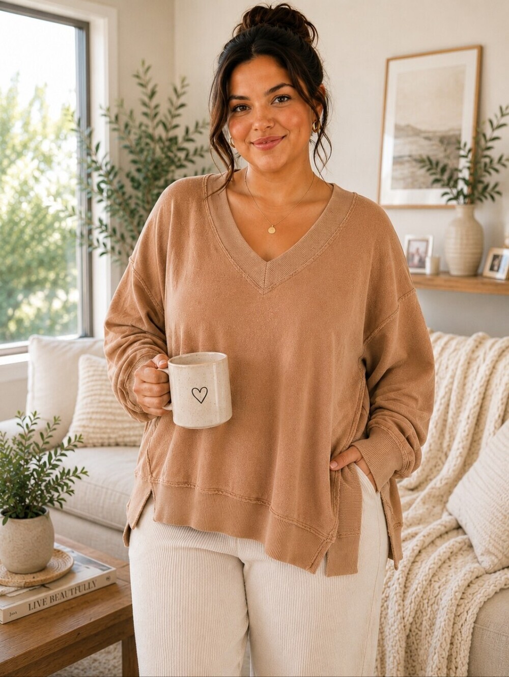 Aerie Oversized V-neck Pullover Sweatshirt - Size XS